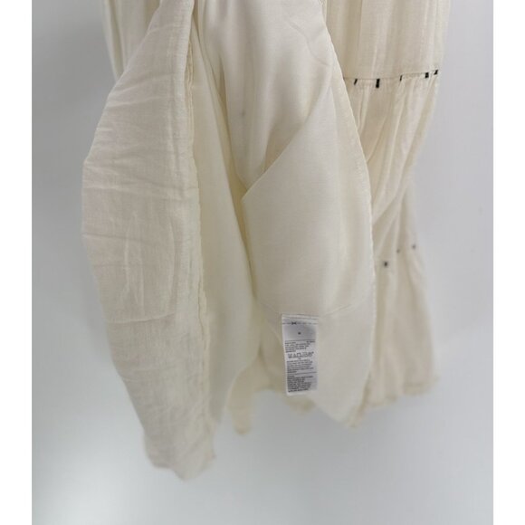 Old Navy Women’s Ivory Tiered Embroidered Midi Swing Dress M Boho, Flaw - Picture 5 of 14
